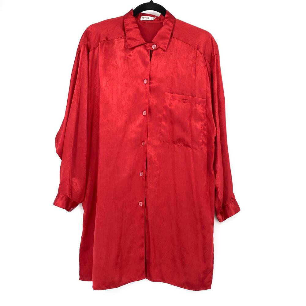 VTG Rodier 2 Piece Long Sleeve Top + Pleated Skirt Set Womens Size 42 US 10 Red - Picture 8 of 13